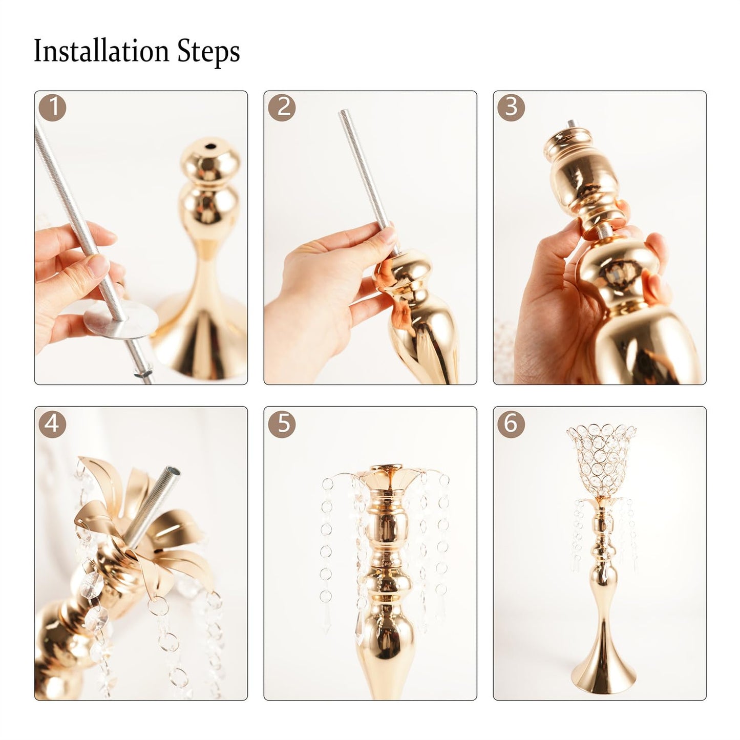 2Pcs Metal Gold Flower Vase