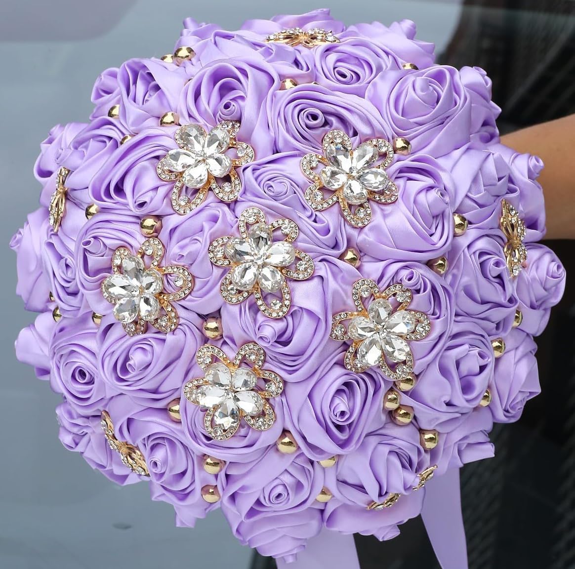 You Forever  8.3" Handmade Satin Rose Bridal Bouquet