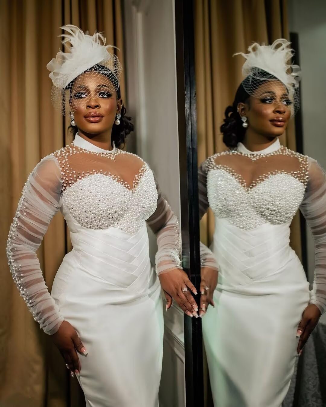 Tea Length Satin Reception Gown