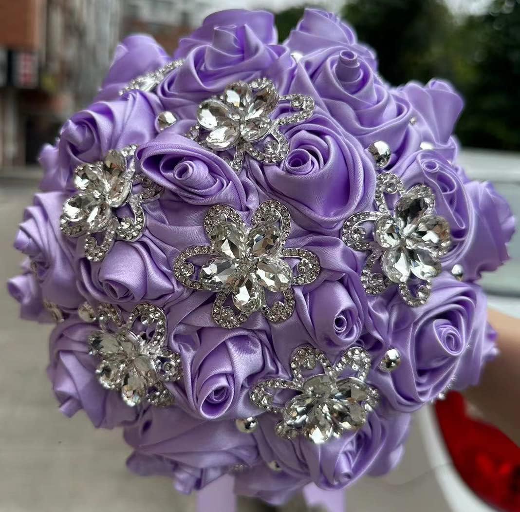 You Forever  8.3" Handmade Satin Rose Bridal Bouquet