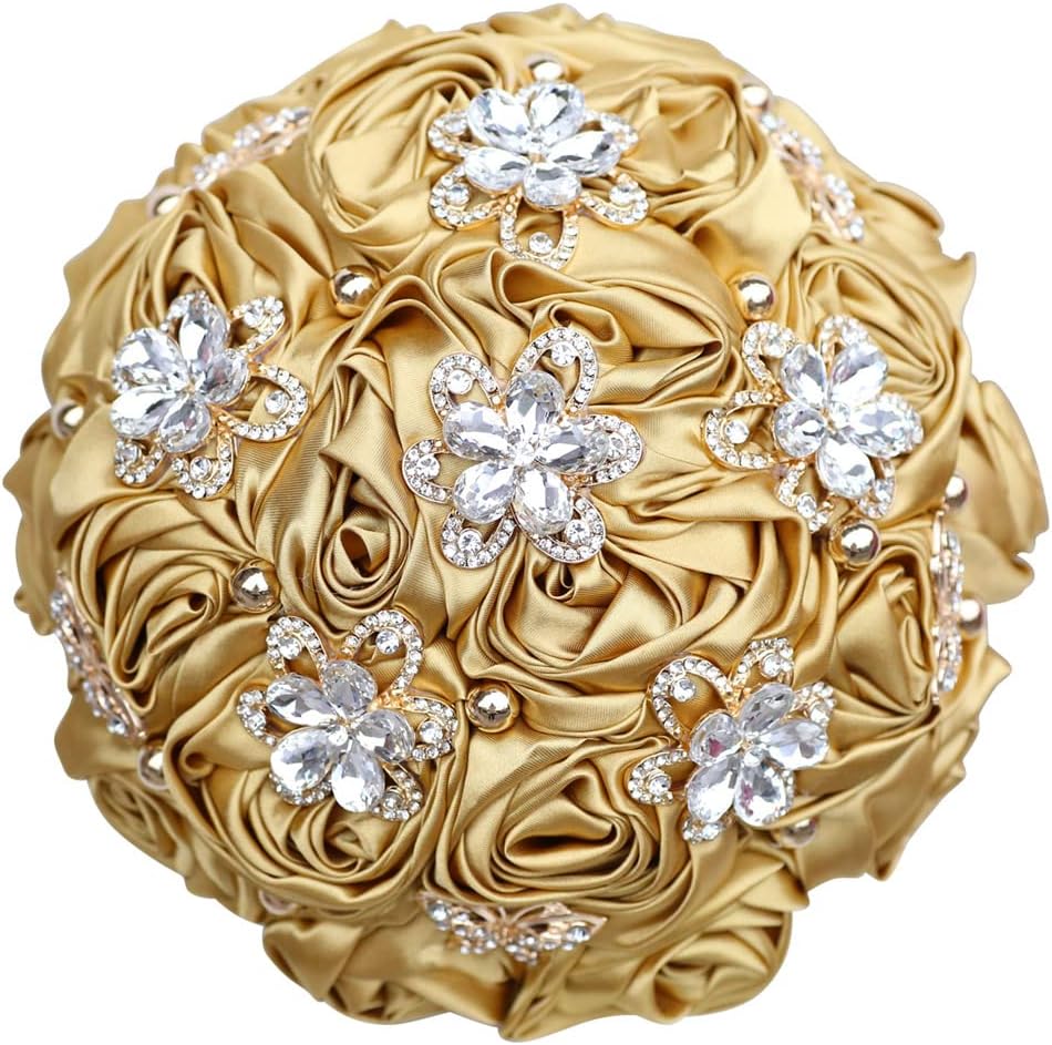 You Forever  8.3" Handmade Satin Rose Bridal Bouquet