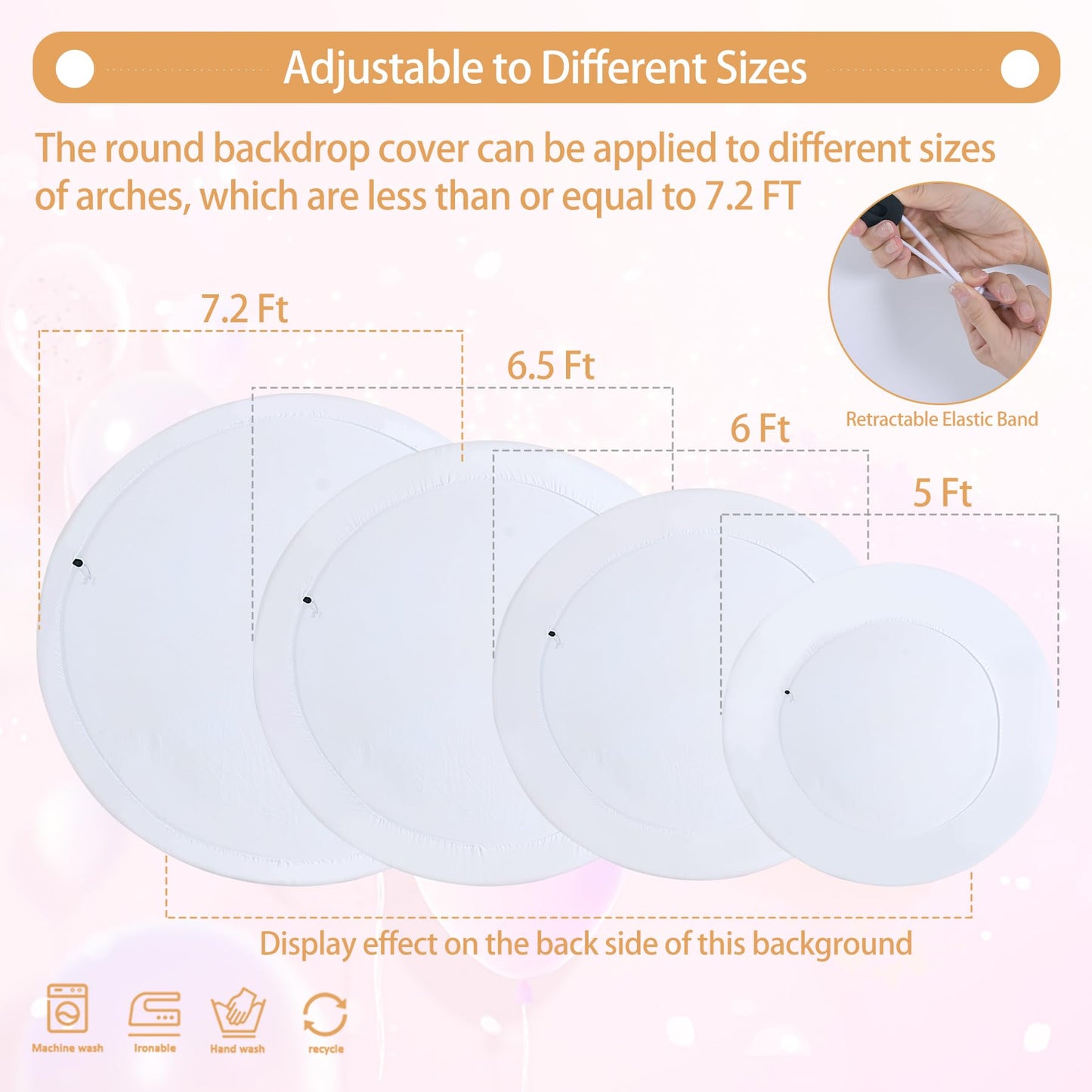 Round Backdrop Cover for 5 to 7.2ft Circle Stand