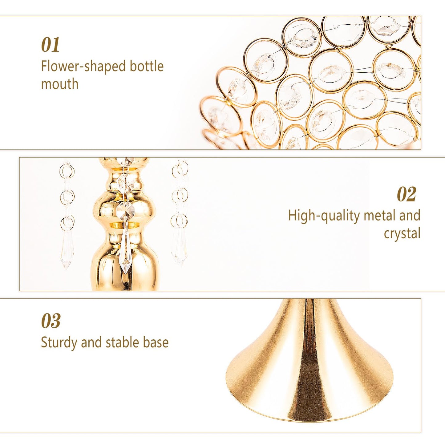 2Pcs Metal Gold Flower Vase