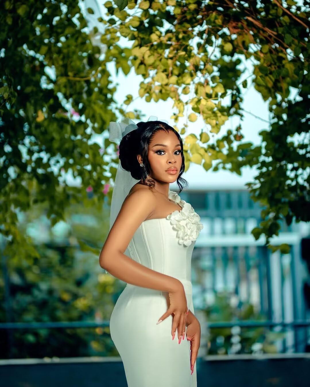 Elegant One-Shoulder Wedding Dresses with 3D Floral