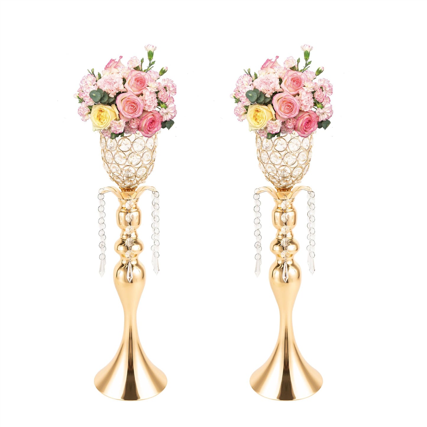 2Pcs Metal Gold Flower Vase