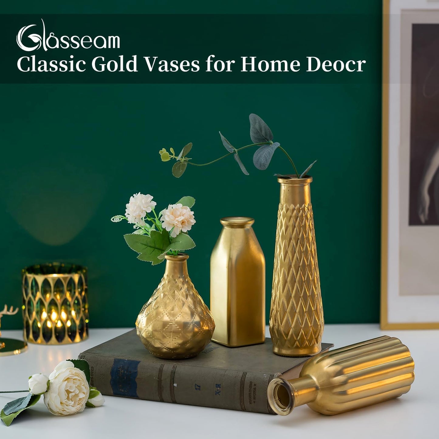 4 Aesthetic Decorative Golden Modern Vase