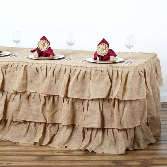 Rustic Elegant Ruffled Burlap Table Skirt