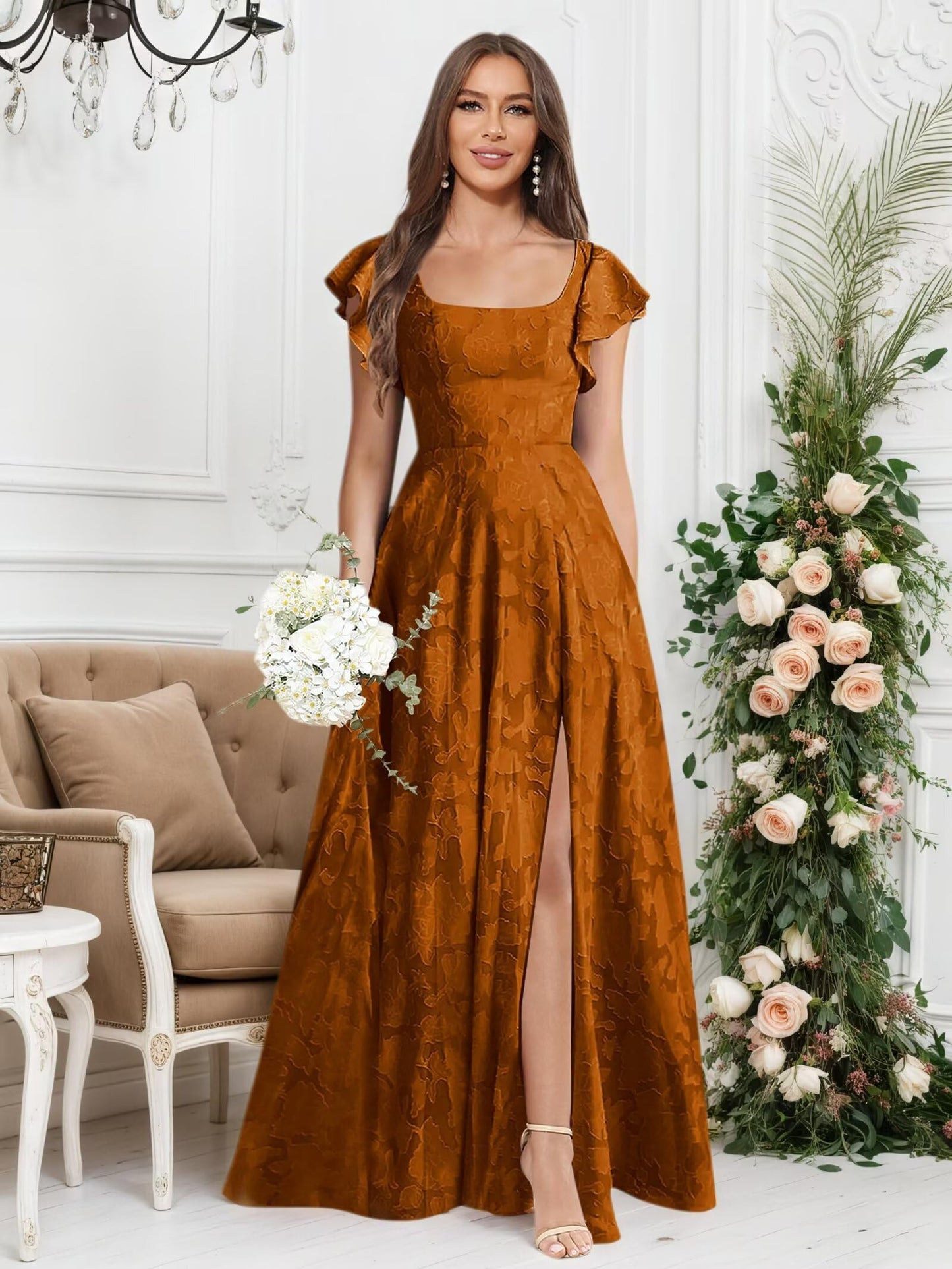 Square Neck Floral Maxi Dress