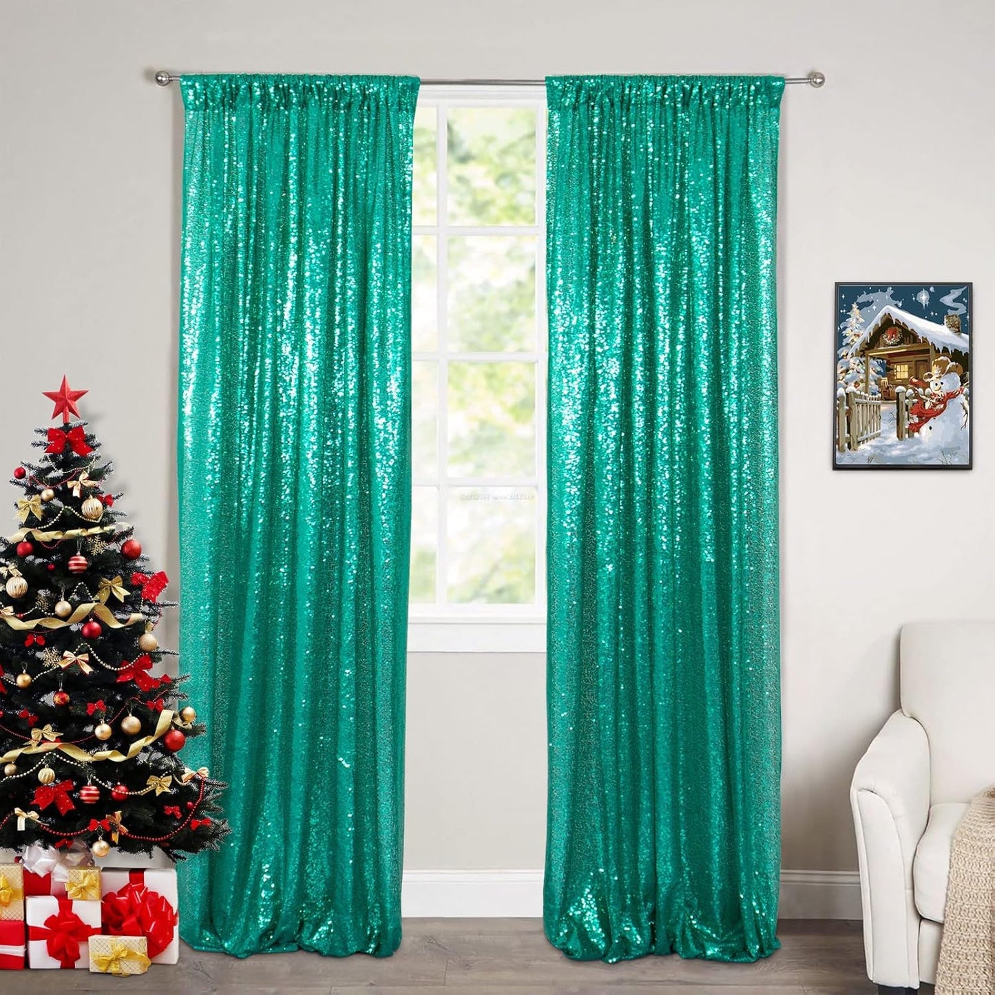 Sequin Curtains 2 Panels 2FTx8FT