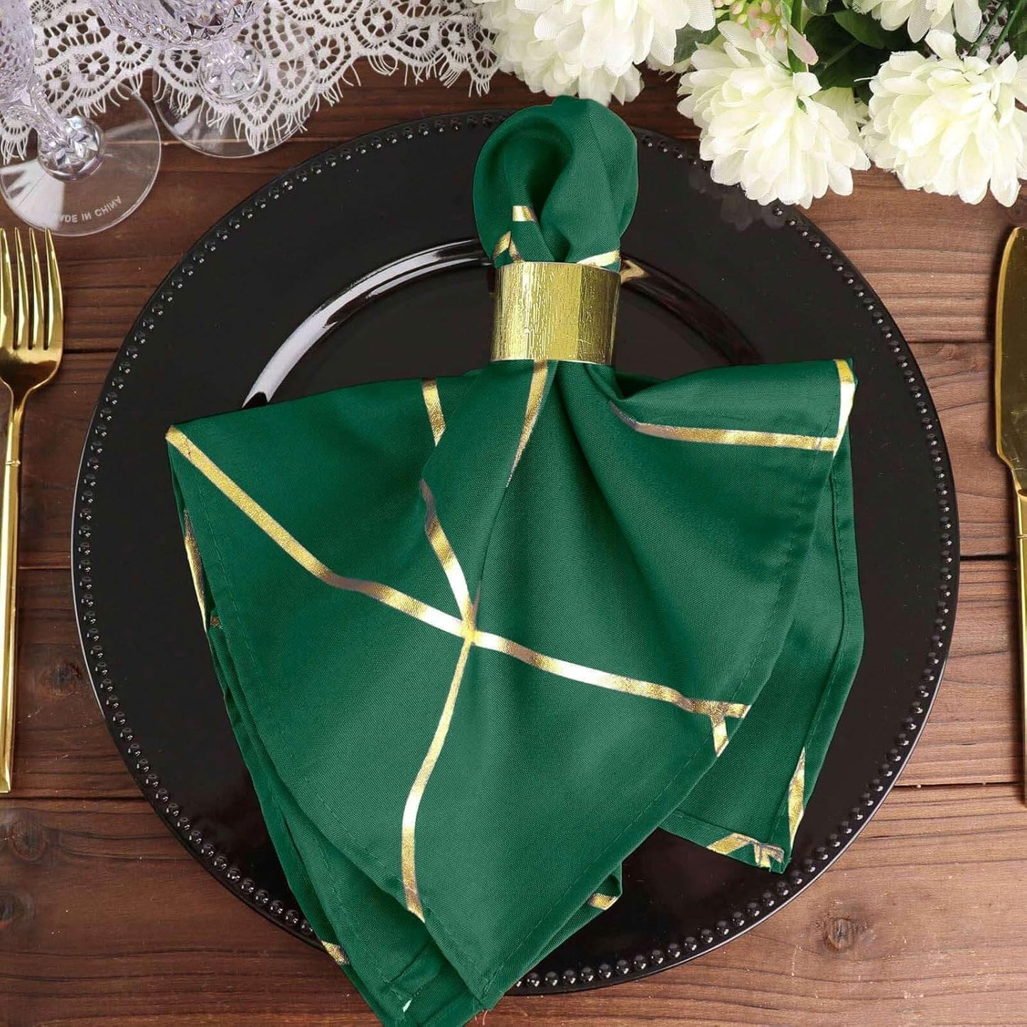 Modern Polyester Napkins With Gold Foil ( 20 Pieces )