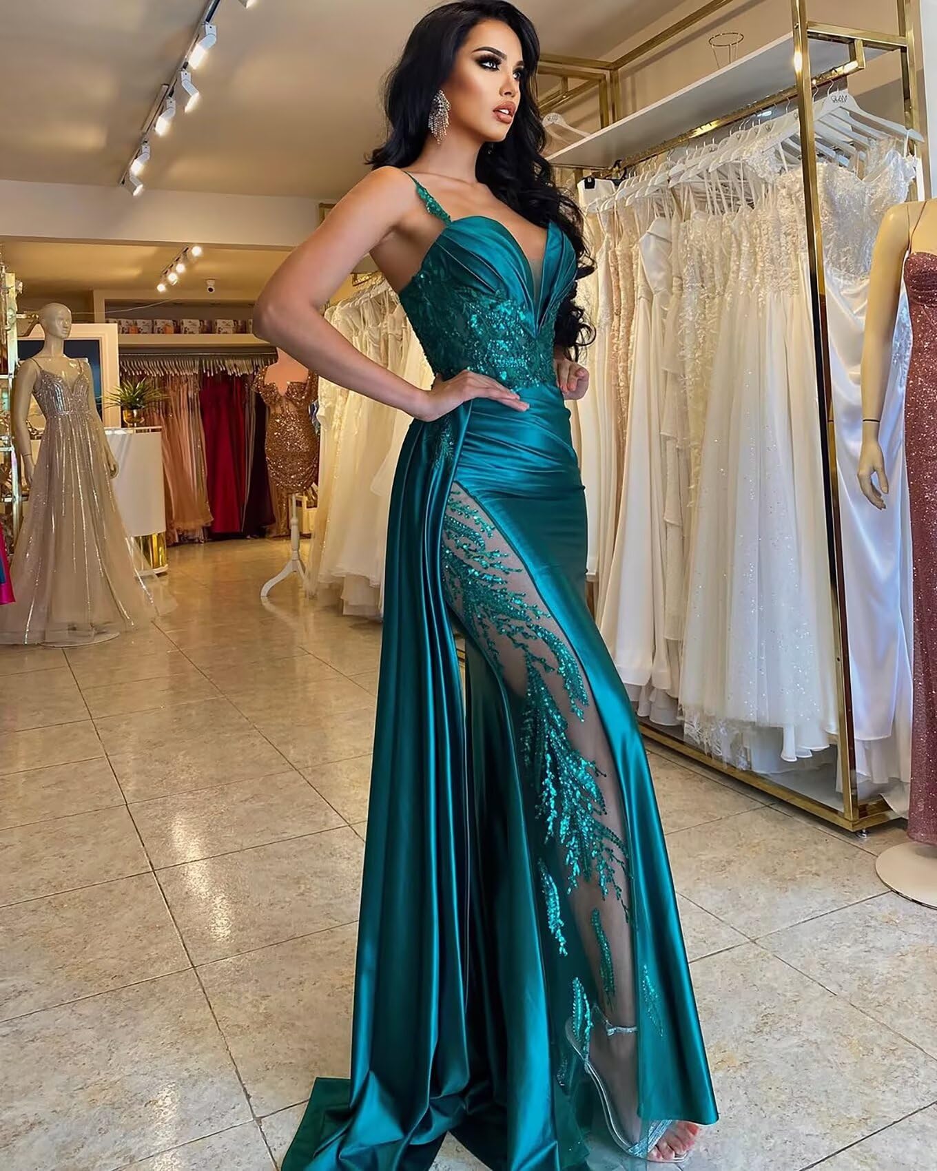 SatinEvening Gown with Slit