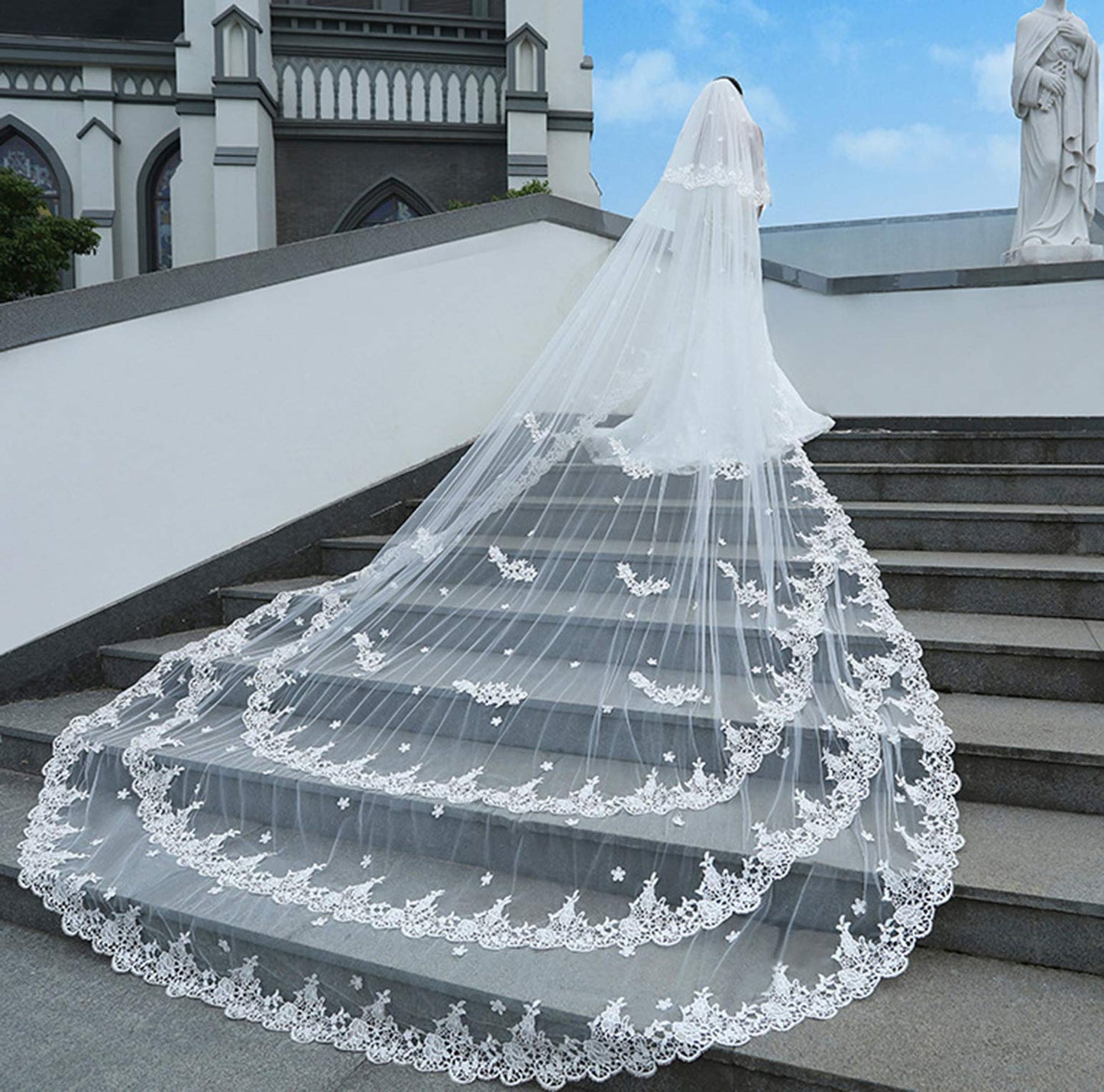 Wedding Veils  2 Tier Triple Lace