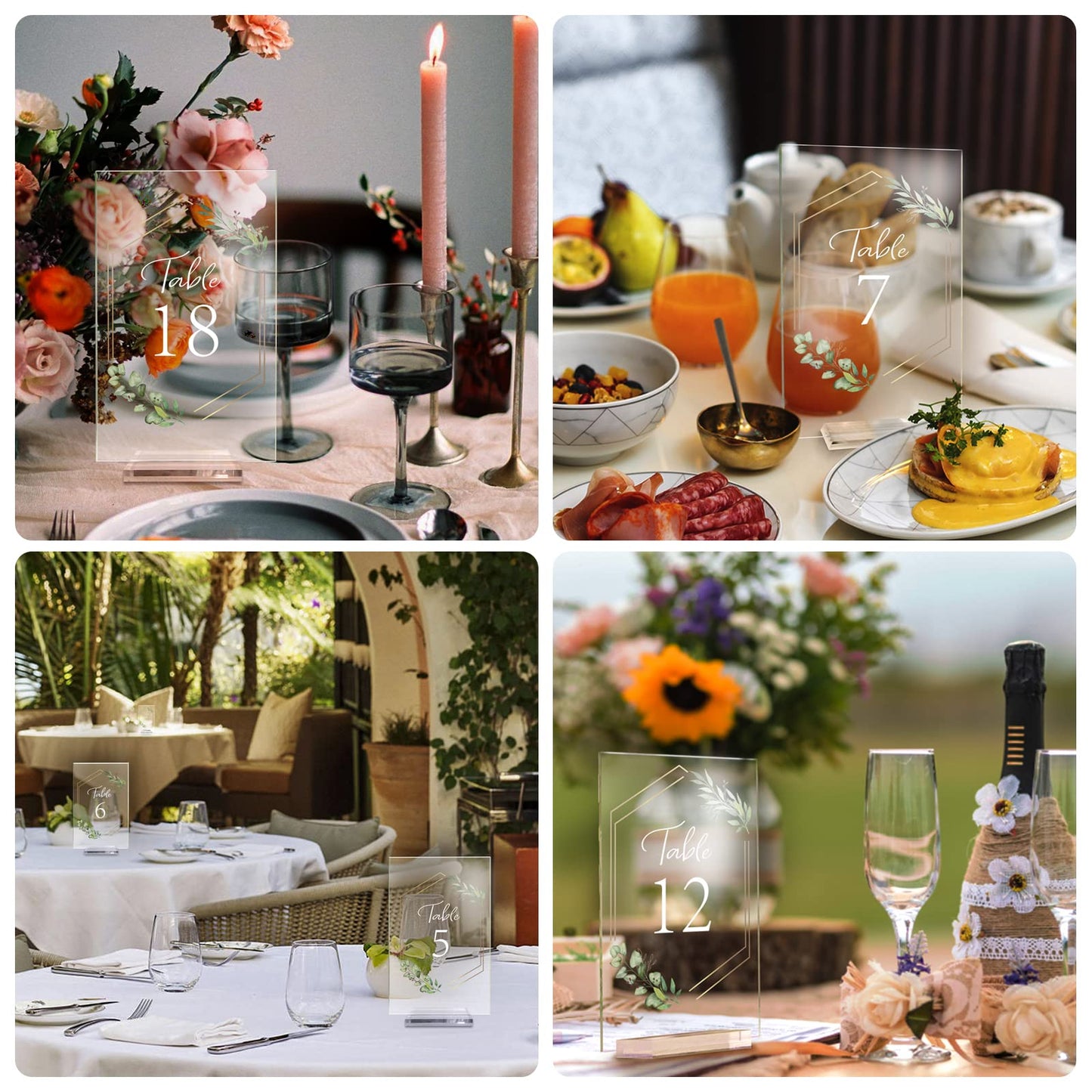 Acrylic Table Numbers 1-20 with Stands