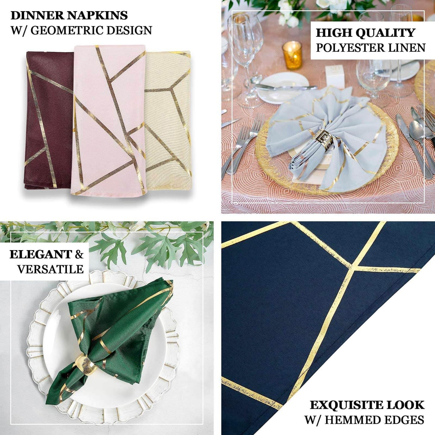 Modern Polyester Napkins With Gold Foil ( 20 Pieces )