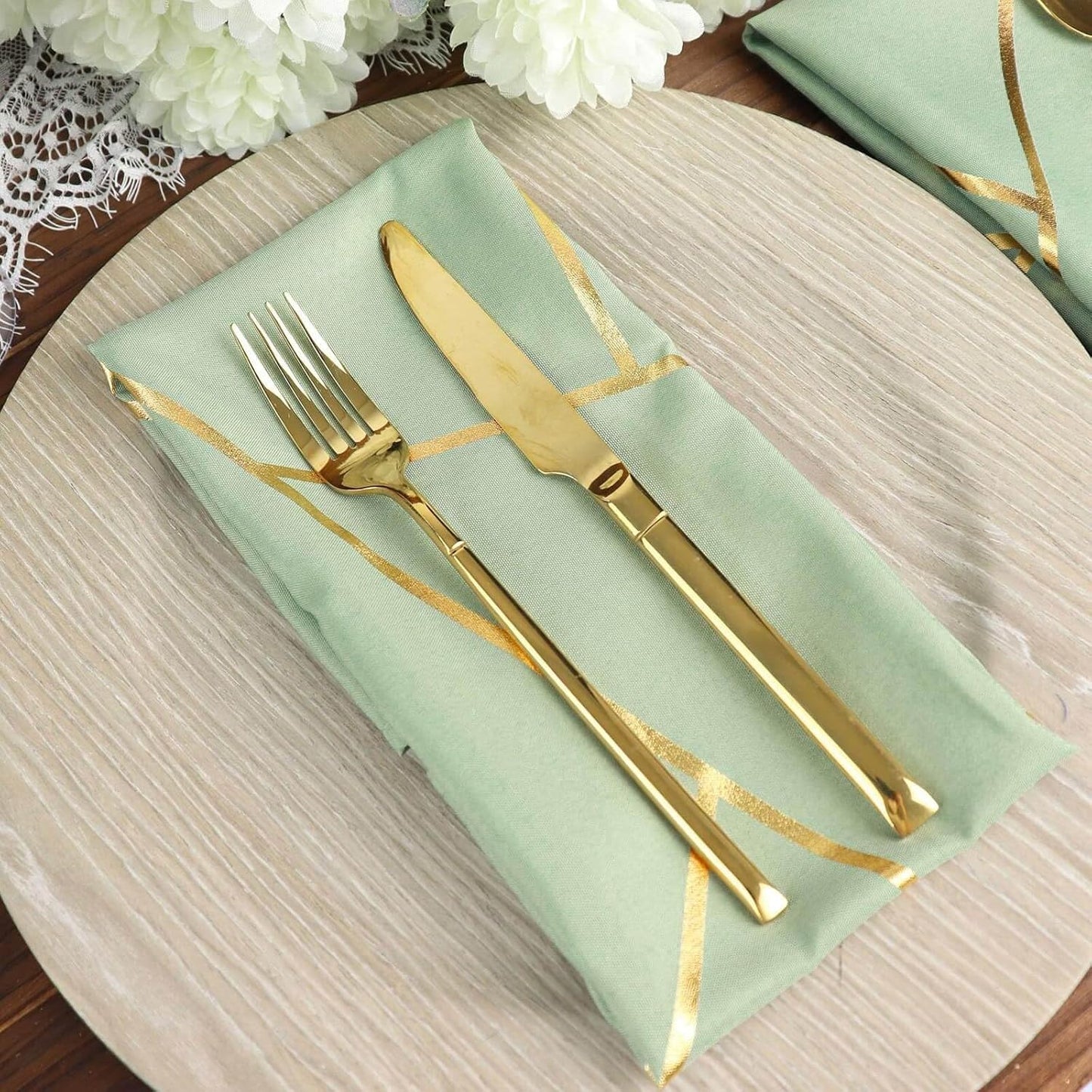 Modern Polyester Napkins With Gold Foil ( 20 Pieces )