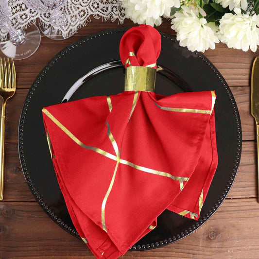 Modern Polyester Napkins With Gold Foil ( 20 Pieces )